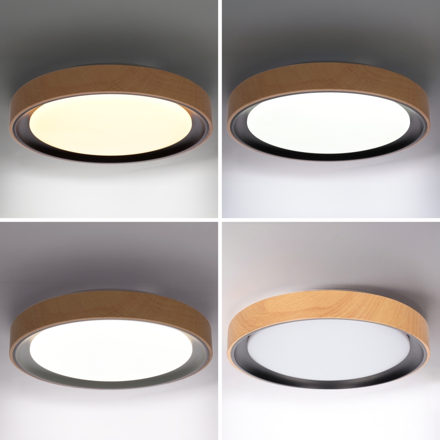 Brilagi - FLOCO LED dimmelhető mennyezeti lámpa LED/48W/230V 3000–6500 K, átm. 40 cm, fa dekor/fekete + távirányító