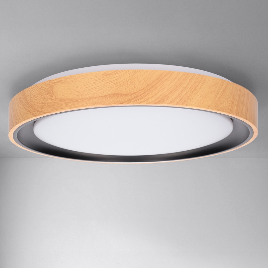 Brilagi - FLOCO LED dimmelhető mennyezeti lámpa LED/48W/230V 3000–6500 K, átm. 40 cm, fa dekor/fekete + távirányító