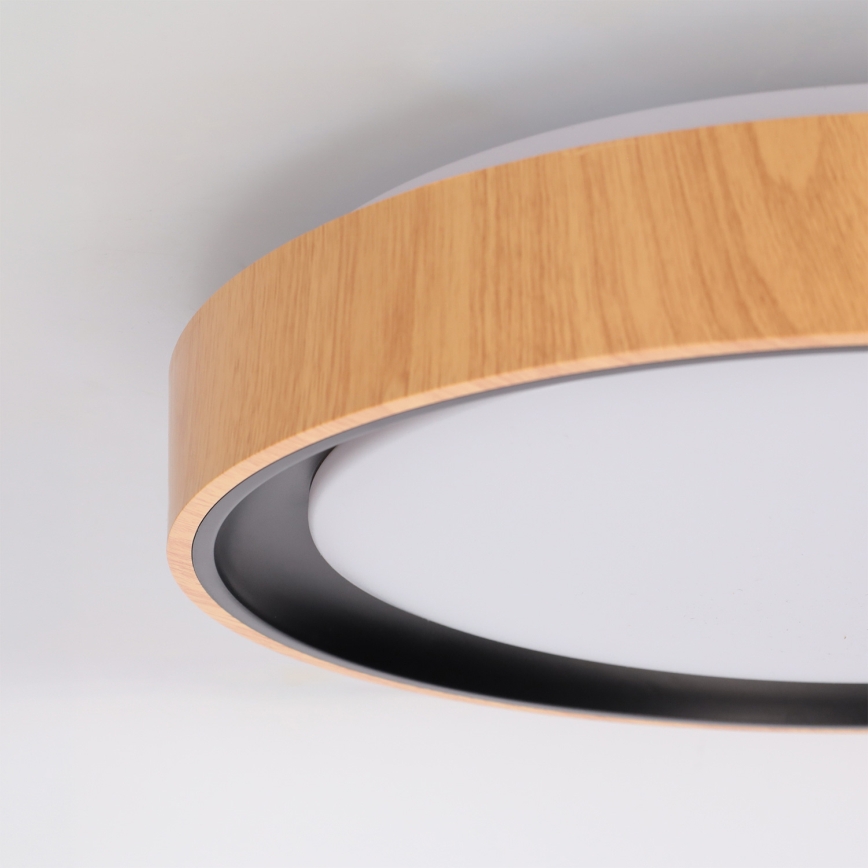 Brilagi - FLOCO LED dimmelhető mennyezeti lámpa LED/48W/230V 3000–6500 K, átm. 40 cm, fa dekor/fekete + távirányító