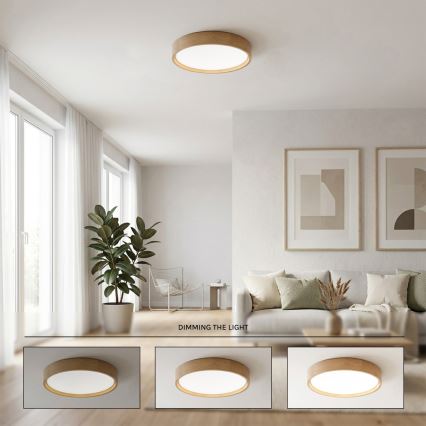Brilagi - LED-dimmelhető mennyezeti lámpatest MANAROLA REMOTE LED/24W/230V 3000-6500K Ø 41 cm tölgy + távirányító