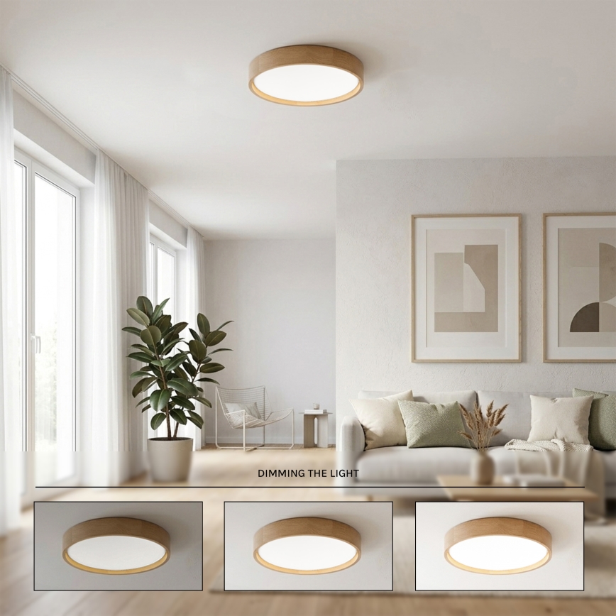 Brilagi - LED-dimmelhető mennyezeti lámpatest MANAROLA REMOTE LED/24W/230V 3000-6500K Ø 41 cm tölgy + távirányító