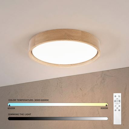 Brilagi - LED-dimmelhető mennyezeti lámpatest MANAROLA REMOTE LED/24W/230V 3000-6500K Ø 41 cm tölgy + távirányító