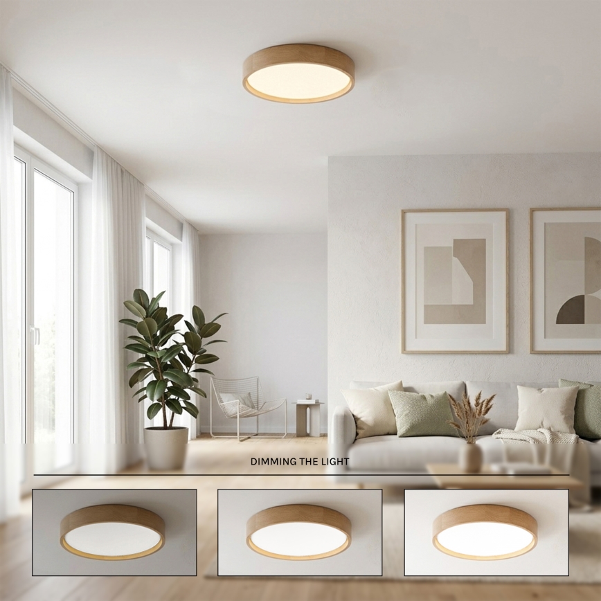 Brilagi - LED dimmelhető mennyezeti lámpa MANAROLA SMART LED/24W/230V 3000-6000K Wi-Fi Tuya Beacon átm. 41 cm tölgy + távirányító