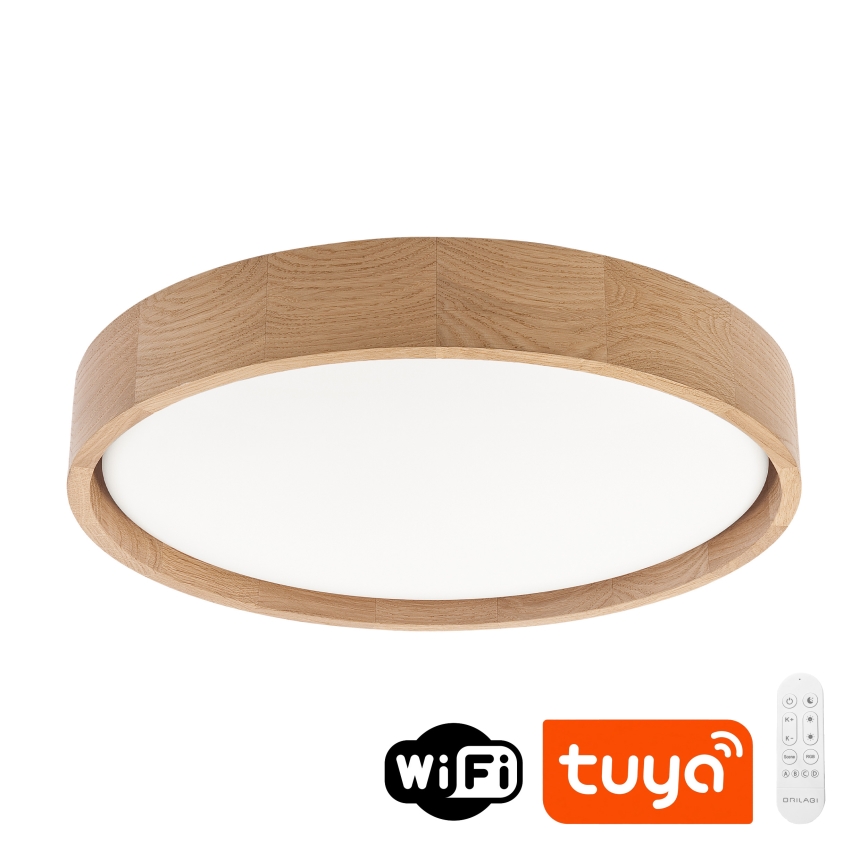 Brilagi - LED dimmelhető mennyezeti lámpa MANAROLA SMART LED/24W/230V 3000-6000K Wi-Fi Tuya Beacon átm. 41 cm tölgy + távirányító