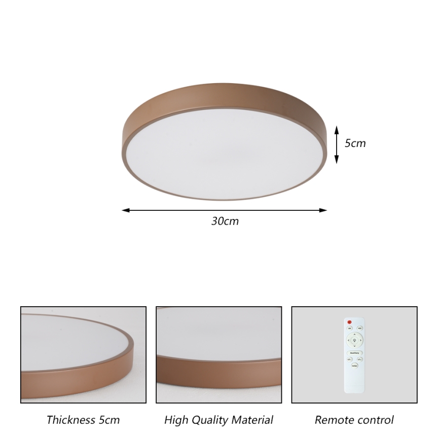 Brilagi - Fényerőszabályozható LED mennyezeti lámpa POOL LED/36W/230V 3000–6000K átm. 30 cm barna + távirányító