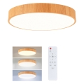 Brilagi - Dimmelhető LED mennyezeti lámpa POOL LED/36W/230V 3000-6000K Ø 30 cm fa dekor + távirányító