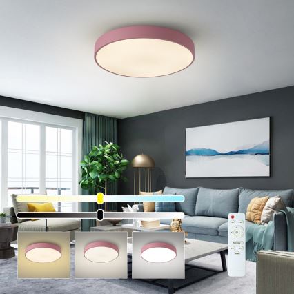 Brilagi - POOL LED fényerőszabályozható mennyezeti lámpa, 60 W, 230 V, 3000–6000 K, Ø 50 cm, rózsaszín, távirányítóval