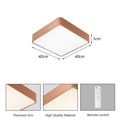 Brilagi - fényerőszabályozható LED mennyezeti lámpatest POOL SQUARE LED/36W/230V 3000-6000K 40x40 cm bronzszínű + távirányító