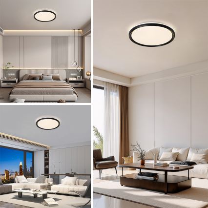 Brilagi - LED fényerőszabályozható mennyezeti lámpatest RIVO LED/72W/230V 3000-6000K fekete átm. 50 cm + távirányítóval