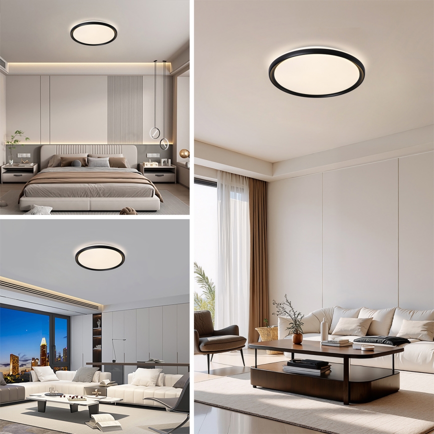 Brilagi - LED fényerőszabályozható mennyezeti lámpatest RIVO LED/72W/230V 3000-6000K fekete átm. 50 cm + távirányítóval