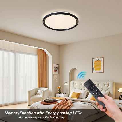 Brilagi - LED fényerőszabályozható mennyezeti lámpatest RIVO LED/72W/230V 3000-6000K fekete átm. 50 cm + távirányítóval
