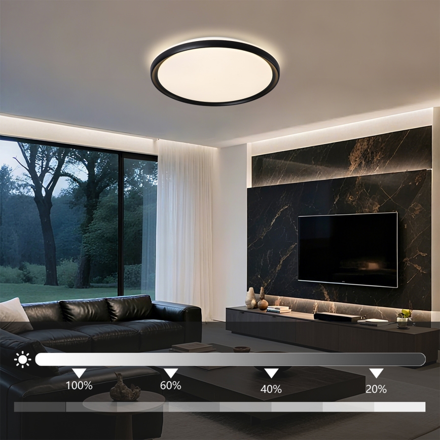 Brilagi - LED fényerőszabályozható mennyezeti lámpatest RIVO LED/72W/230V 3000-6000K fekete átm. 50 cm + távirányítóval
