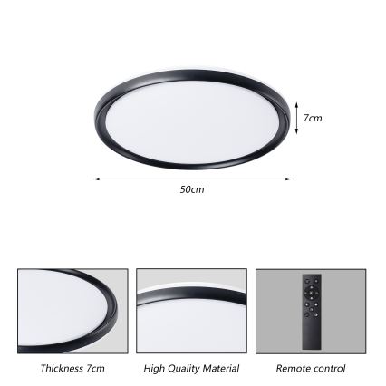 Brilagi - LED fényerőszabályozható mennyezeti lámpatest RIVO LED/72W/230V 3000-6000K fekete átm. 50 cm + távirányítóval
