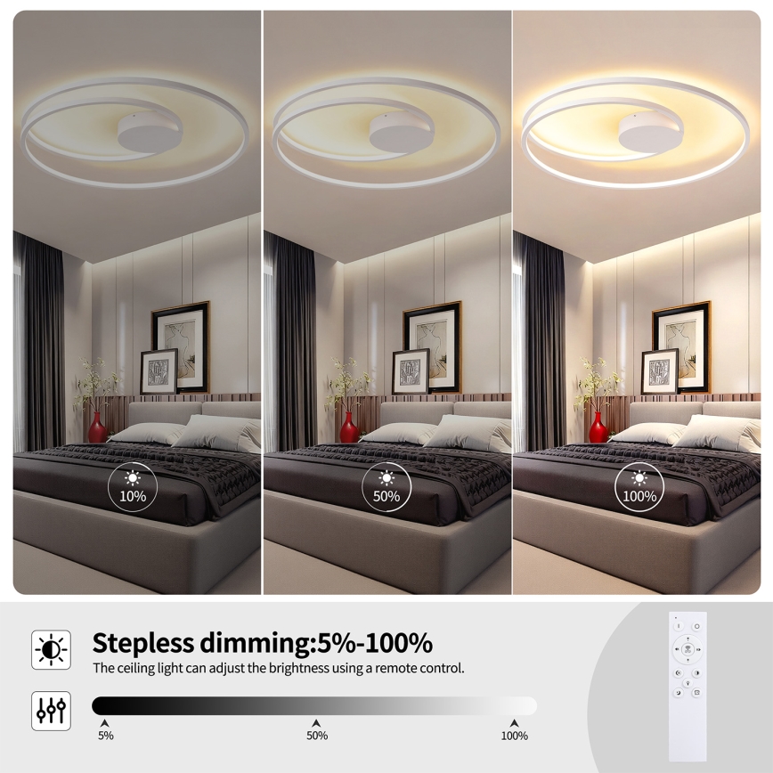 Brilagi - TWISTER fényerőszabályozható LED mennyezeti lámpa LED/105W/230V 3000-6000K átm. 100 cm fehér + távirányító