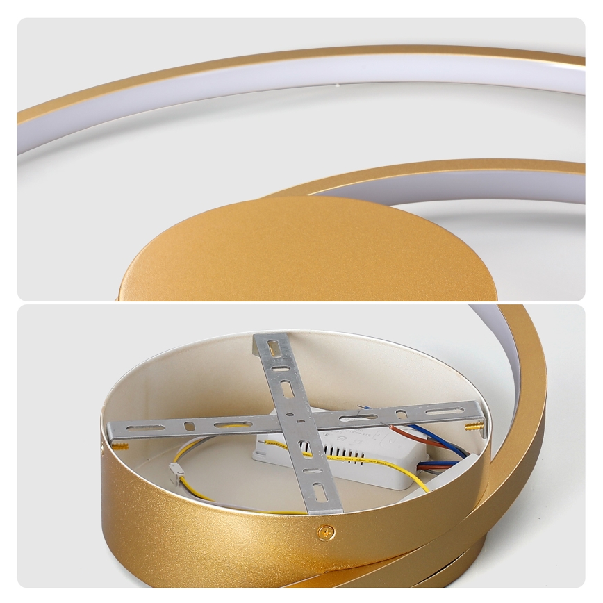 Brilagi - Dimmelhető LED mennyezeti lámpa TWISTER LED/48W/230V 3000-6000K átmérő 50 cm aranyszínű + távirányító