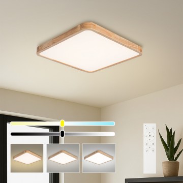 Brilagi - Dimmelhető LED mennyezeti lámpa WOODLINE SQUARE LED/80W/230V 3000-6000K tölgy 60x60 cm + távirányító