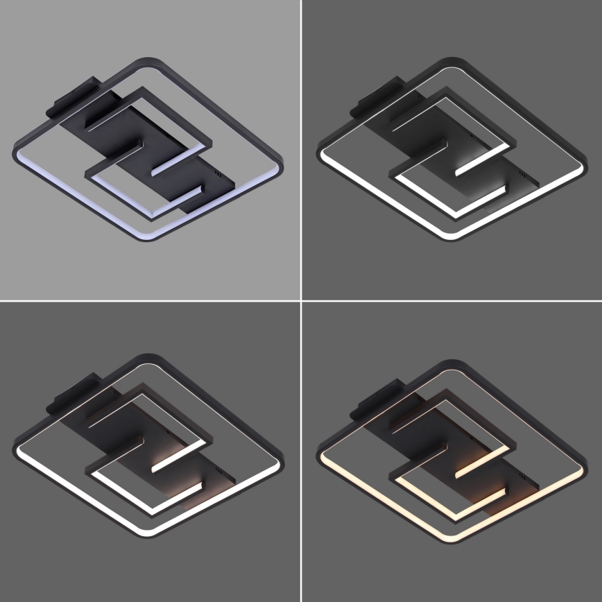 Brilagi - LED dimmelhető mennyezeti lámpatest FLARE LED/34W/230V 3000-6000K 48x48 cm fekete + távirányító