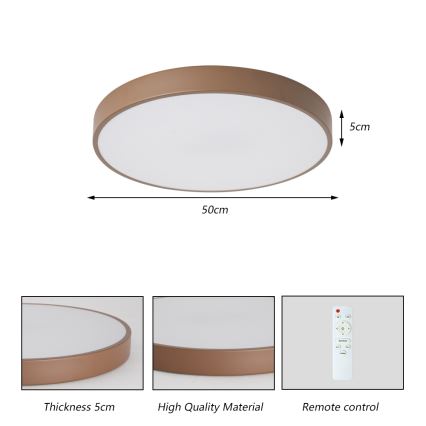 Brilagi - POOL LED dimmelhető mennyezeti lámpa LED/60W/230V 3000-6000K átm. 50 cm barna + távirányító