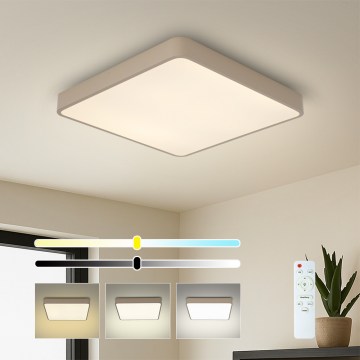 Brilagi - Dimmelhető LED mennyezeti lámpatest POOL SQUARE LED/36W/230V 3000-6000K 40x40 cm bézs + távirányítóval