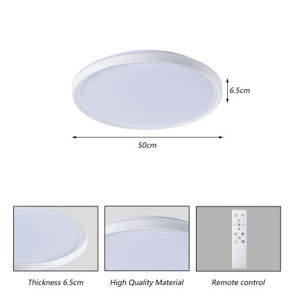 Brilagi - LED fényerőszabályozható mennyezeti lámpa RIVO LED/72W/230V 3000-6000K fehér átm. 50 cm + távirányító