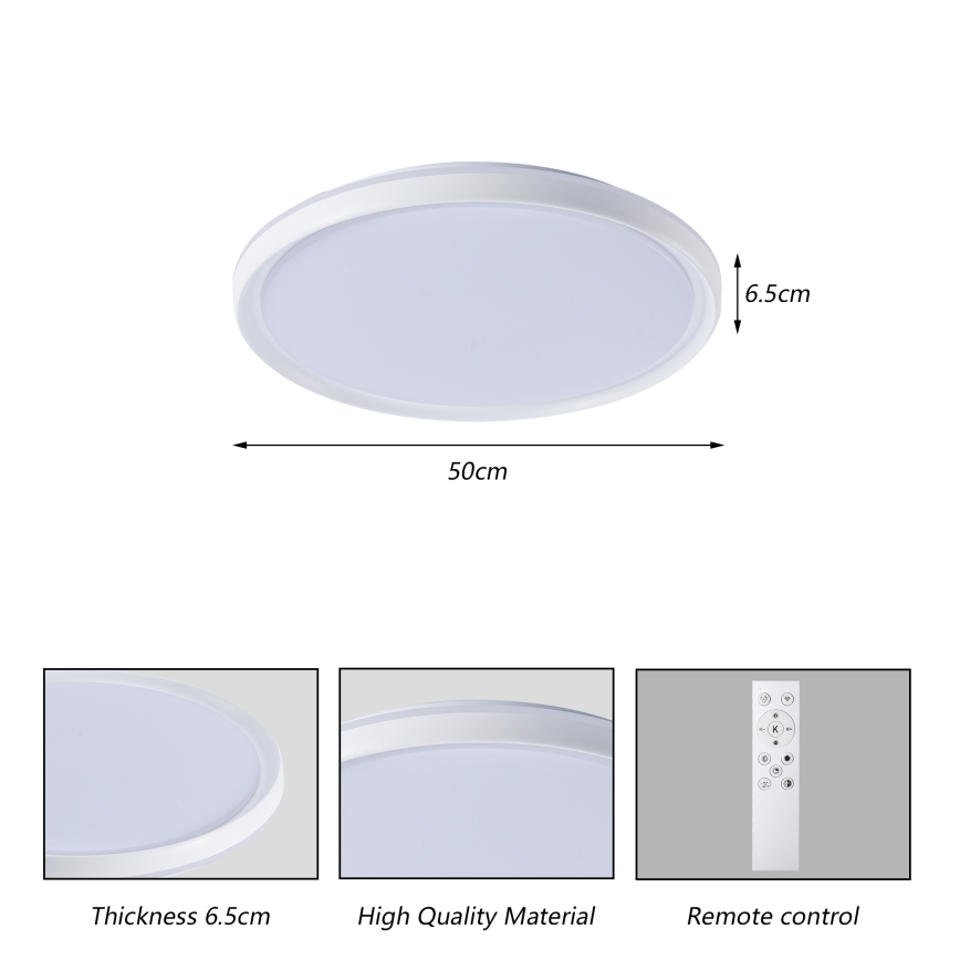Brilagi - LED fényerőszabályozható mennyezeti lámpa RIVO LED/72W/230V 3000-6000K fehér átm. 50 cm + távirányító