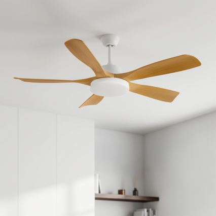 Brilagi - Fényerőszabályozható LED mennyezeti ventilátor, 34 W, 230 V, 132 cm, fehér/barna, távirányítóval
