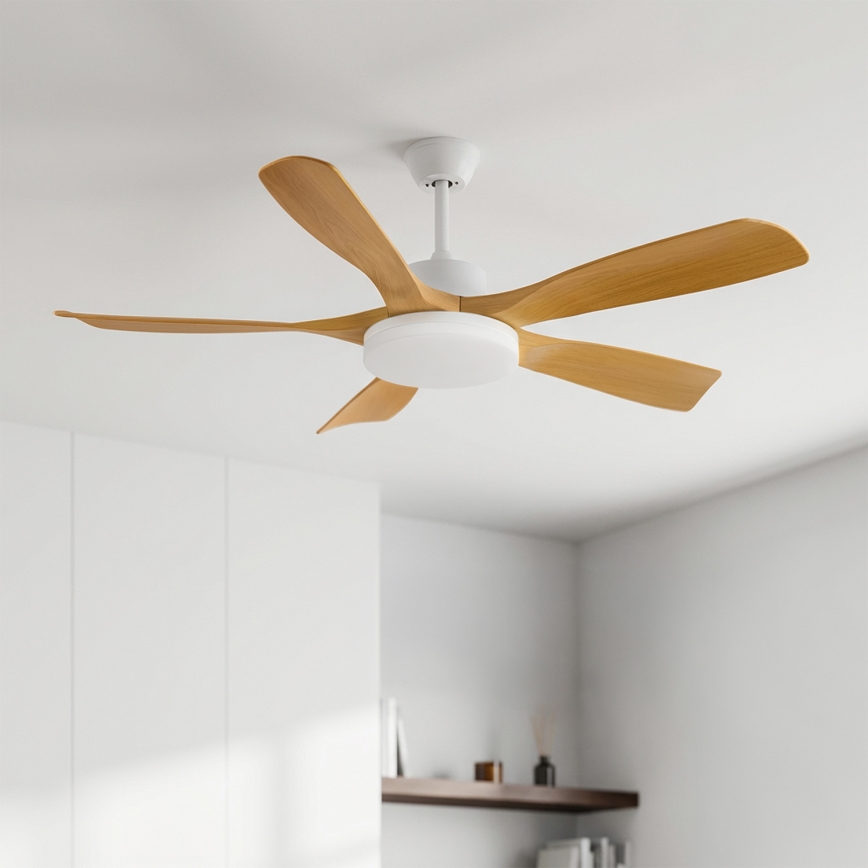 Brilagi - Fényerőszabályozható LED mennyezeti ventilátor, 34 W, 230 V, 132 cm, fehér/barna, távirányítóval