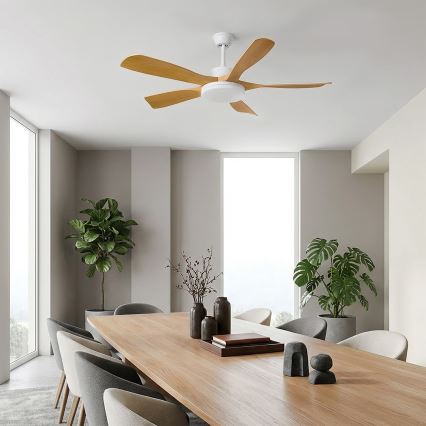 Brilagi - Fényerőszabályozható LED mennyezeti ventilátor, 34 W, 230 V, 132 cm, fehér/barna, távirányítóval