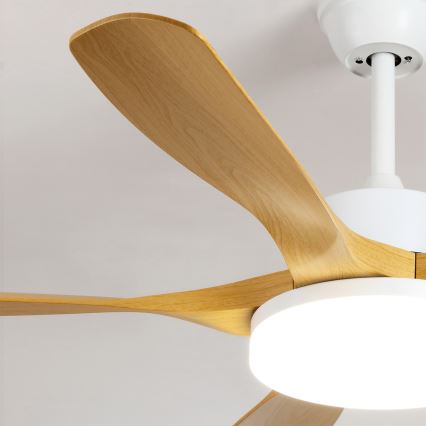 Brilagi - Fényerőszabályozható LED mennyezeti ventilátor, 34 W, 230 V, 132 cm, fehér/barna, távirányítóval