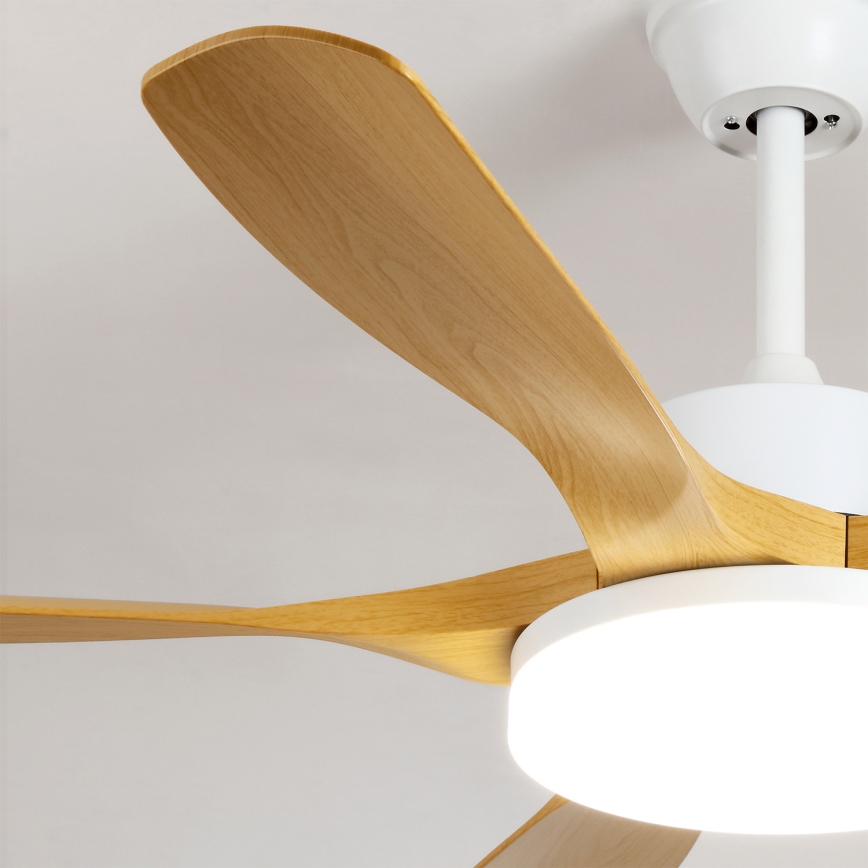 Brilagi - Fényerőszabályozható LED mennyezeti ventilátor, 34 W, 230 V, 132 cm, fehér/barna, távirányítóval