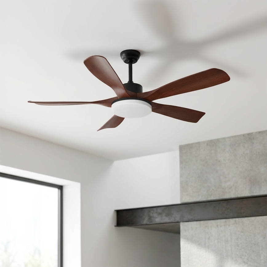 Brilagi - LED-dimmelhető mennyezeti ventilátor LED/34W/230V 3000-6500K átmérő 132 cm fekete/barna + távirányító
