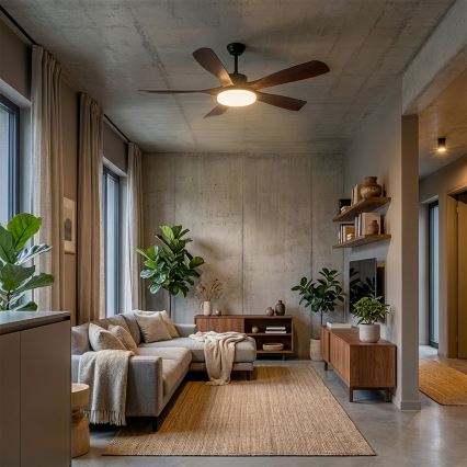 Brilagi - LED-dimmelhető mennyezeti ventilátor LED/34W/230V 3000-6500K átmérő 132 cm fekete/barna + távirányító