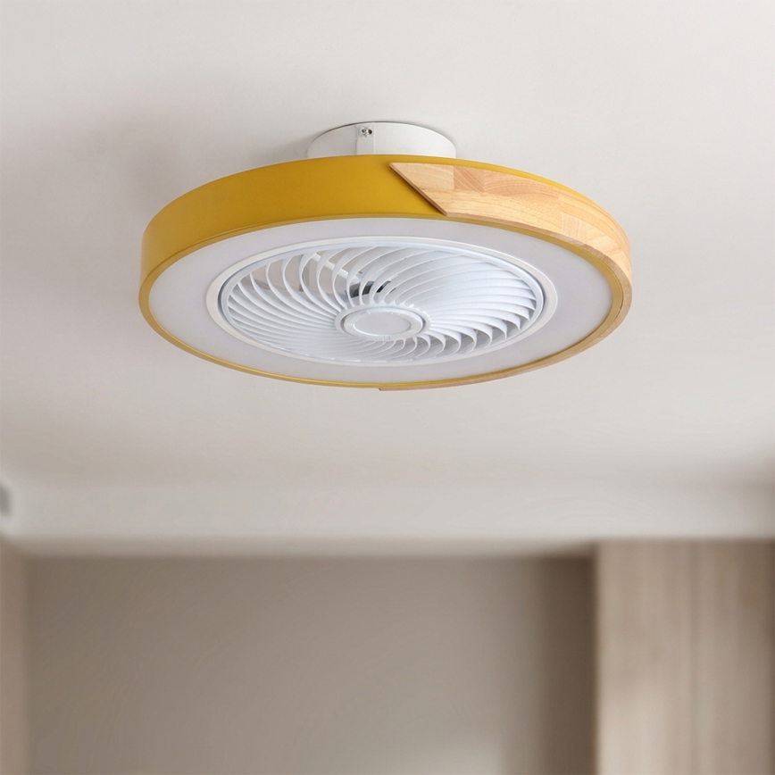 Brilagi - LED dimmelhető mennyezeti lámpa ventilátorral LED/38W/230V 3000-6500K átm. 50 cm arany/tölgy + távirányító
