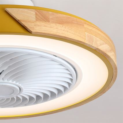 Brilagi - LED dimmelhető mennyezeti lámpa ventilátorral LED/38W/230V 3000-6500K átm. 50 cm arany/tölgy + távirányító