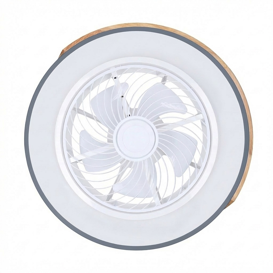 Brilagi - LED fényerőszabályozható mennyezeti lámpatest ventilátorral LED/38W/230V 3000-6500K 3000-6500K átm. 50 cm szürke/tölgy + távirányító