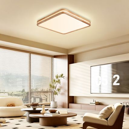 Brilagi - LED Fényerőszabályozható mennyezeti lámpatest MOLINA SQUARE LED/80W/230V 3000-6000K tölgy 60x60 cm + távirányító