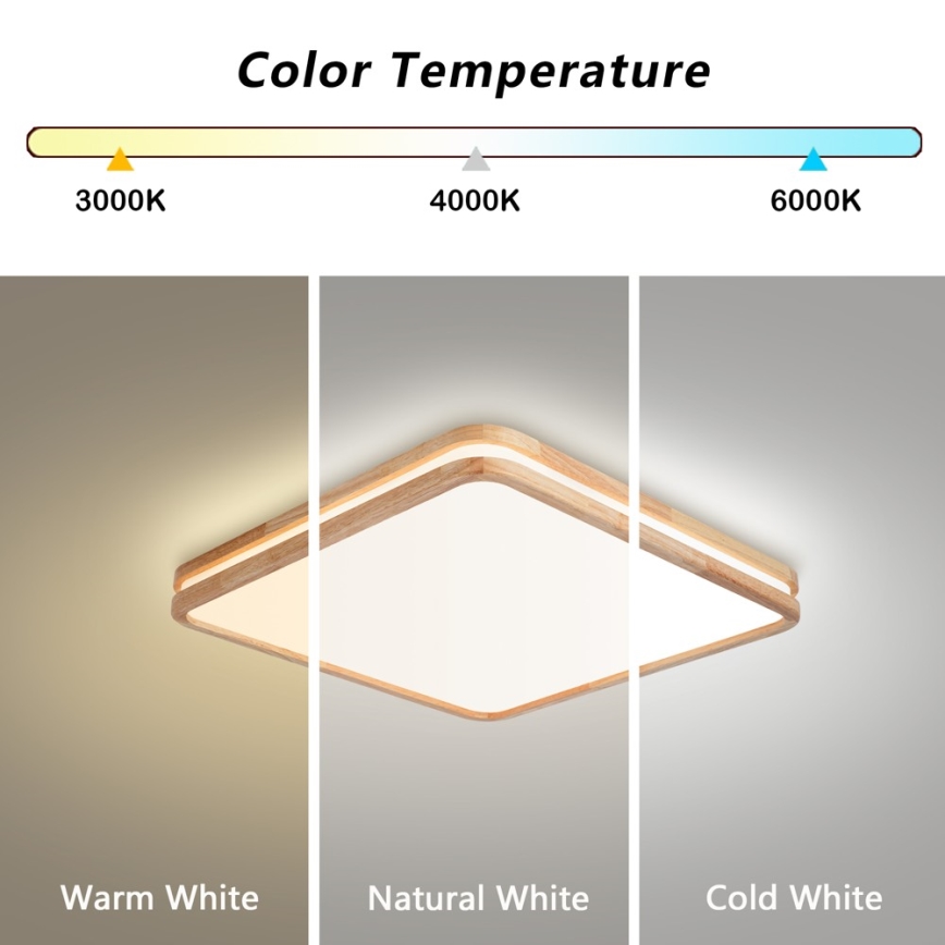 Brilagi - LED Fényerőszabályozható mennyezeti lámpatest MOLINA SQUARE LED/80W/230V 3000-6000K tölgy 60x60 cm + távirányító
