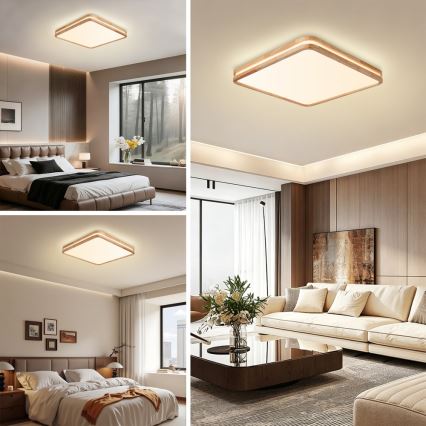 Brilagi - LED Fényerőszabályozható mennyezeti lámpatest MOLINA SQUARE LED/80W/230V 3000-6000K tölgy 60x60 cm + távirányító