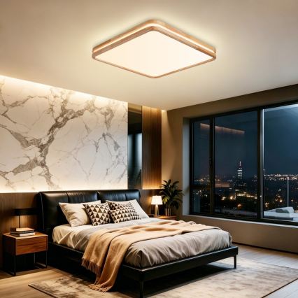 Brilagi - LED Fényerőszabályozható mennyezeti lámpatest MOLINA SQUARE LED/80W/230V 3000-6000K tölgy 60x60 cm + távirányító