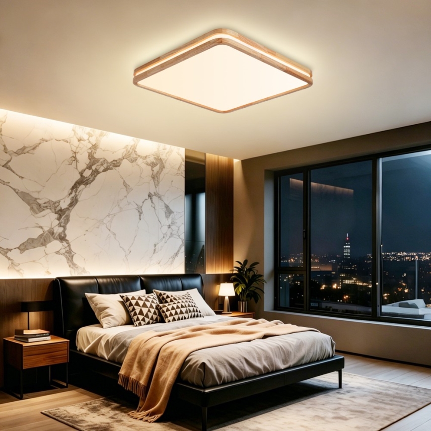 Brilagi - LED Fényerőszabályozható mennyezeti lámpatest MOLINA SQUARE LED/80W/230V 3000-6000K tölgy 60x60 cm + távirányító