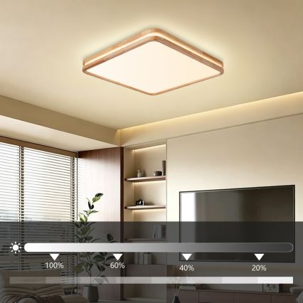 Brilagi - LED Fényerőszabályozható mennyezeti lámpatest MOLINA SQUARE LED/80W/230V 3000-6000K tölgy 60x60 cm + távirányító