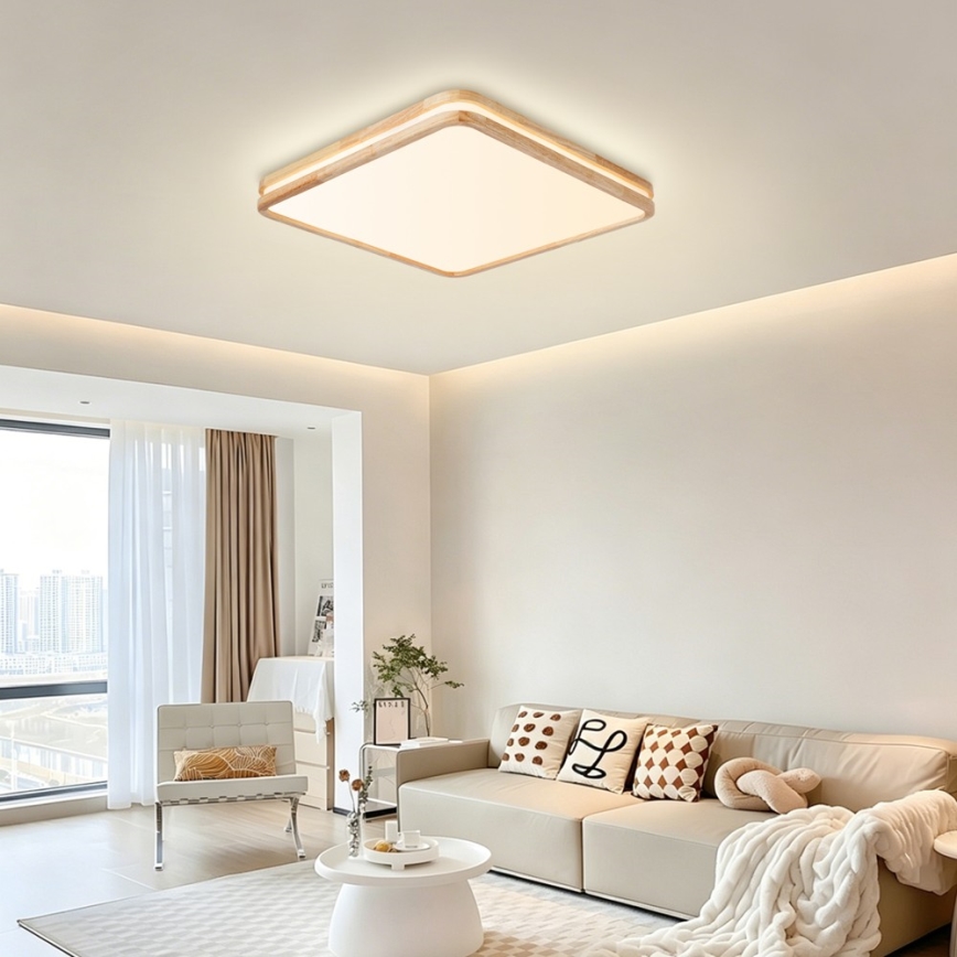 Brilagi - LED Fényerőszabályozható mennyezeti lámpatest MOLINA SQUARE LED/80W/230V 3000-6000K tölgy 60x60 cm + távirányító