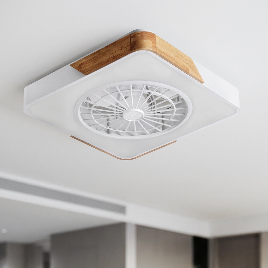 Brilagi - LED dimmelhető mennyezeti lámpa ventilátorral LED/38W/230V 3000-6500K 3000-6500K 50x50 cm fehér/tölgy + távirányító