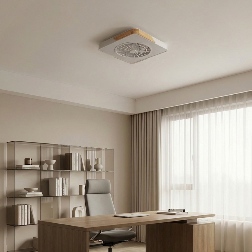 Brilagi - LED dimmelhető mennyezeti lámpa ventilátorral LED/38W/230V 3000-6500K 3000-6500K 50x50 cm fehér/tölgy + távirányító