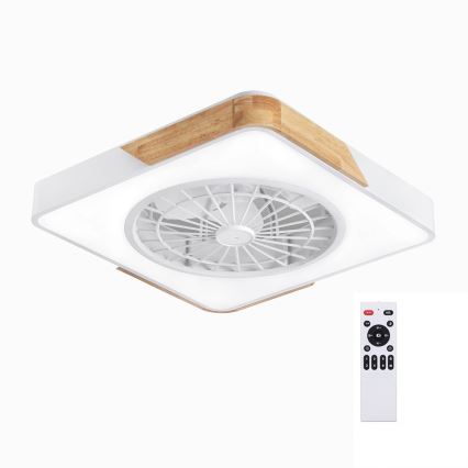 Brilagi - LED dimmelhető mennyezeti lámpa ventilátorral LED/38W/230V 3000-6500K 3000-6500K 50x50 cm fehér/tölgy + távirányító