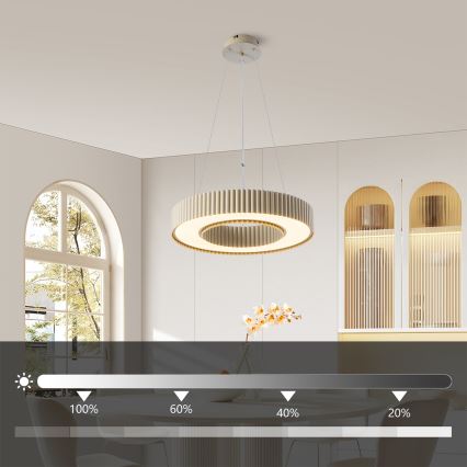 Brilagi - LUMIX LED dimmelhető csillár sodronykábellel, 48 W/230 V, 3000–6000 K, bézs, Ø 50 cm + távirányító