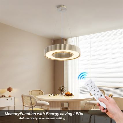 Brilagi - LUMIX LED dimmelhető csillár sodronykábellel, 48 W/230 V, 3000–6000 K, bézs, Ø 50 cm + távirányító
