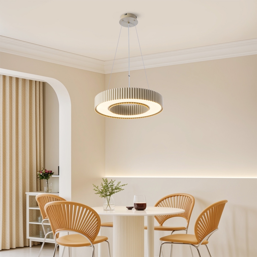 Brilagi - LUMIX LED dimmelhető csillár sodronykábellel, 48 W/230 V, 3000–6000 K, bézs, Ø 50 cm + távirányító