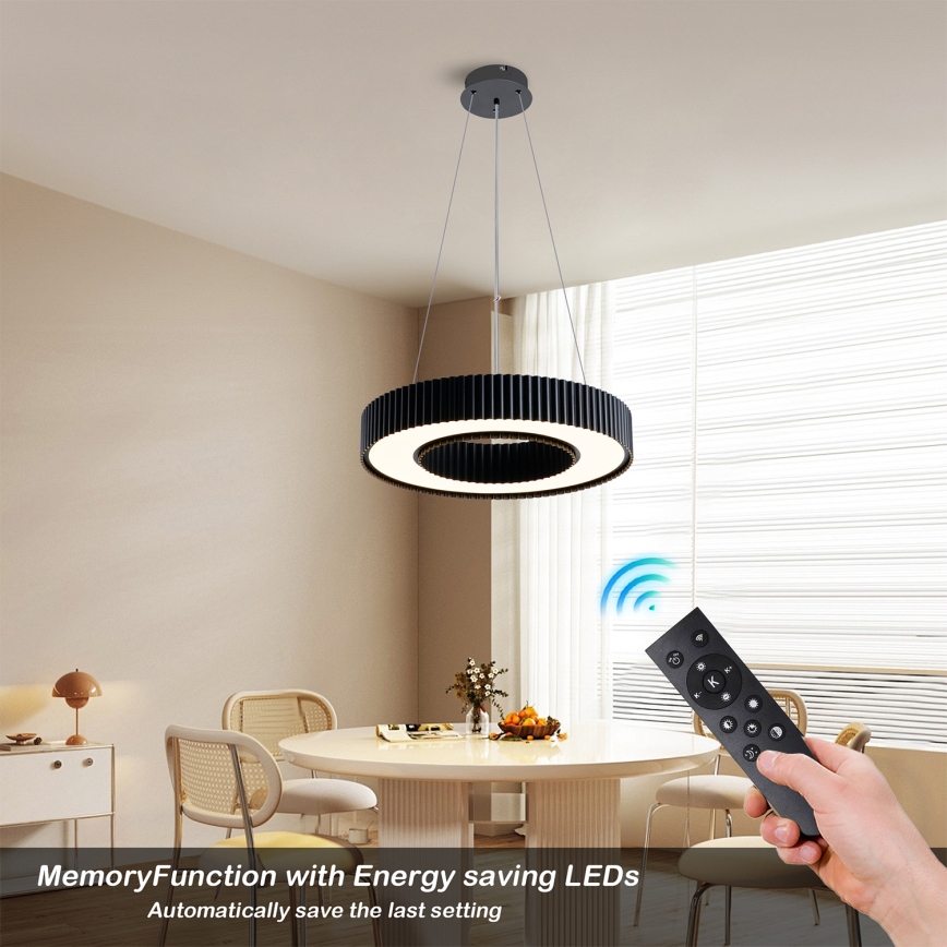 Brilagi - LED dimmelhető csillár kábelen LUMIX LED/48W/230V 3000-6000K fekete átm. 50 cm + távirányító