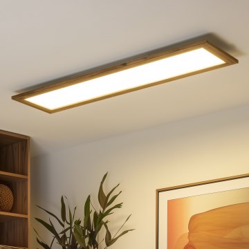 Brilagi - Dimmelhető mennyezeti lámpa SLIMFRAME WOOD LED/58W/230V 124x33,7 cm 3000-6000K barna + távirányító